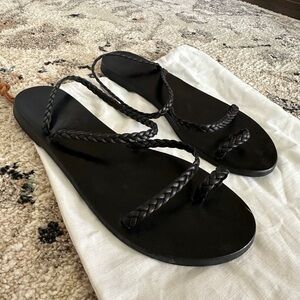 Ancient Greek Sandals Leather Eleftheria in Black 38 (US 7)